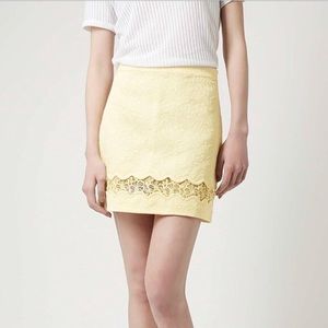 TOPSHOP Yellow Pastel Lace Skirt
